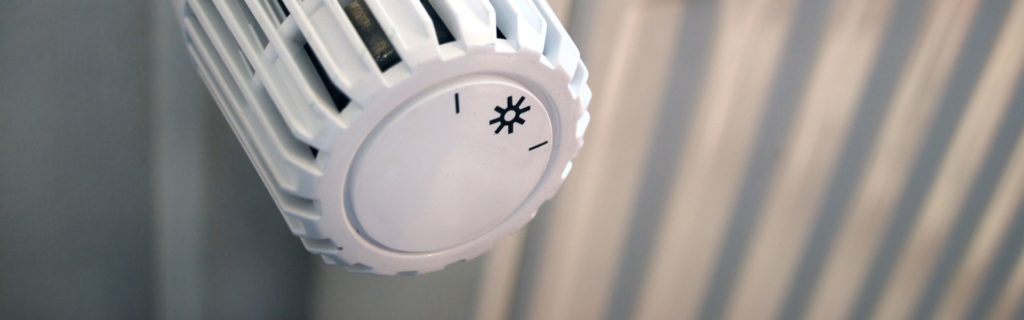 Temperature control knob on a gas heating radiator